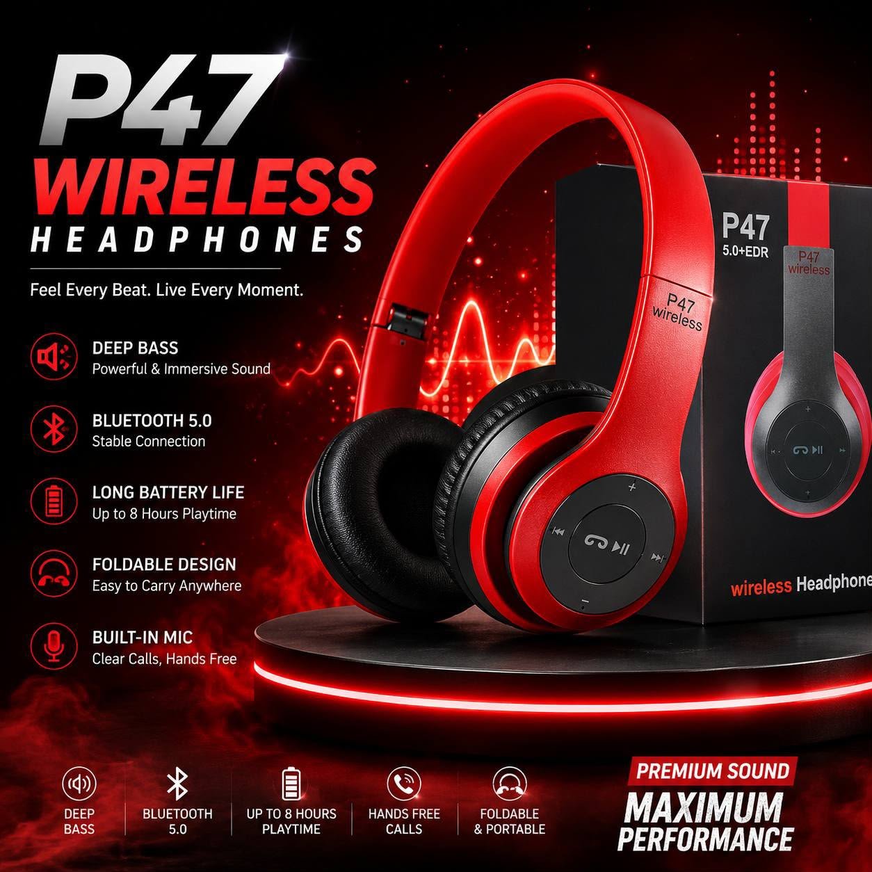 P47 Wireless Headphone