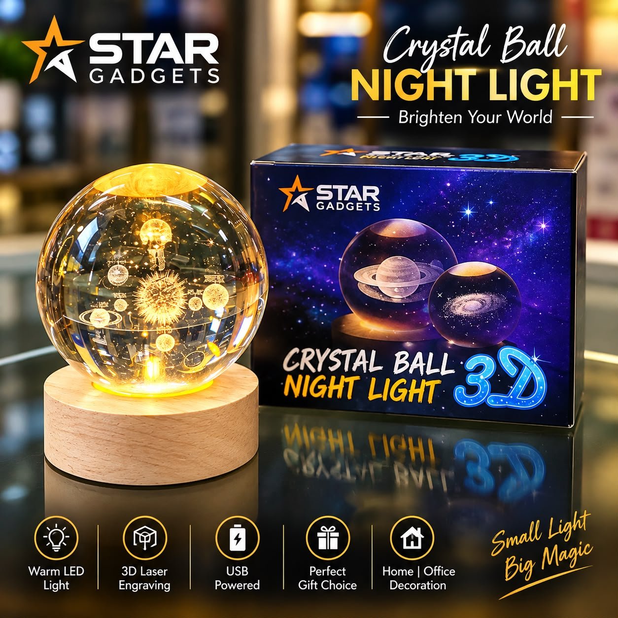 Star Gadgets Crystal Ball Night Light
