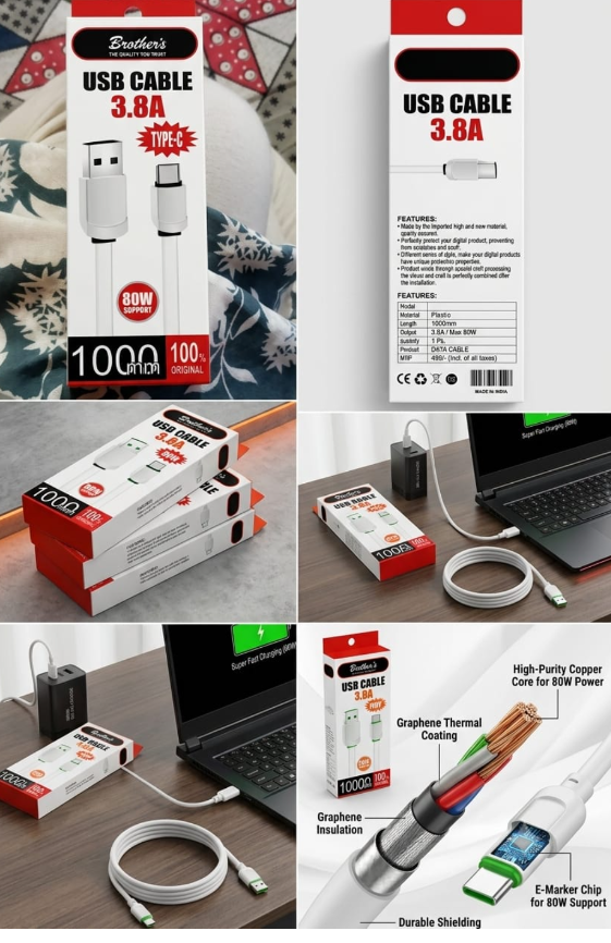 Brother's USB Cable 3.8 Type C Data Cable